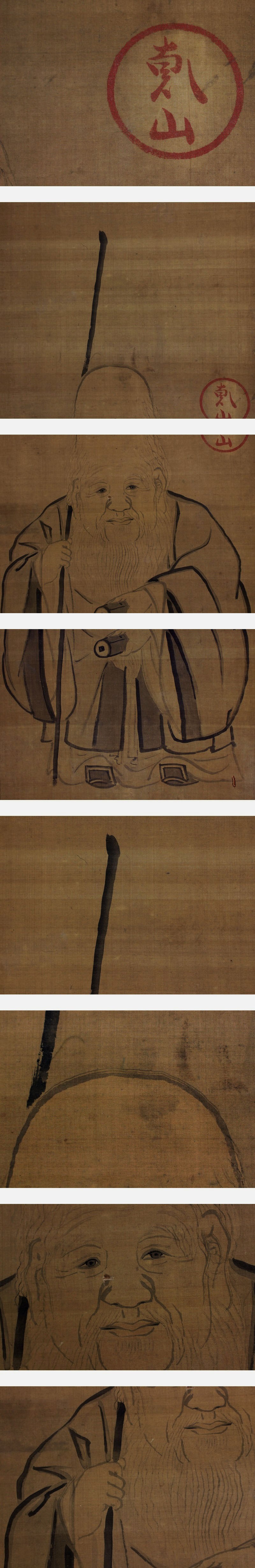 模写⁄梅里⁄北畠顕信卿鳥海山祈願之図⁄双幅⁄布袋屋掛軸HE-274 //梅里