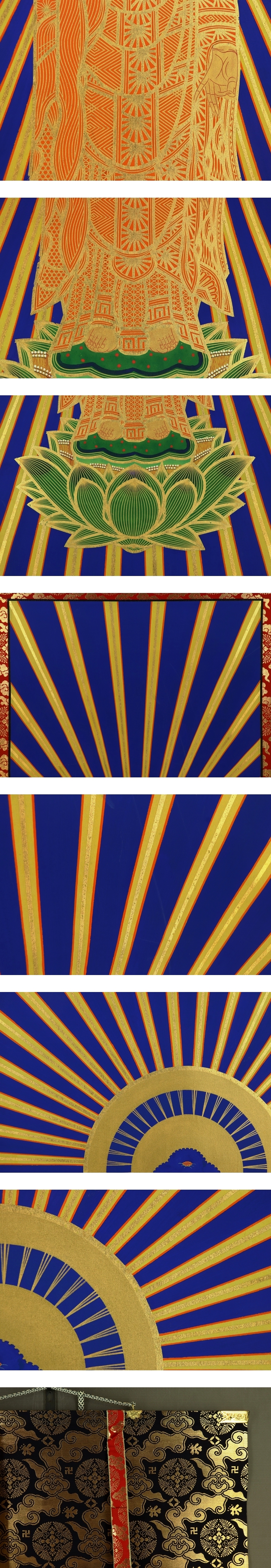 肉筆】仏画【阿弥陀如来本尊軸・本金表装】◇絹本◇合箱◇掛軸 s06047