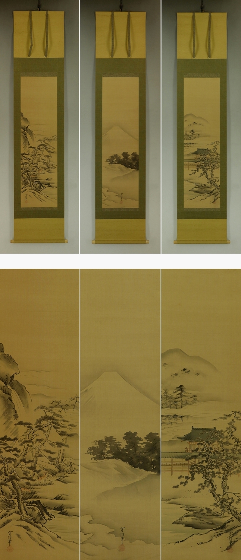 日本画 掛け軸 人物画　常信 日本画 掛け軸 人物画 常信